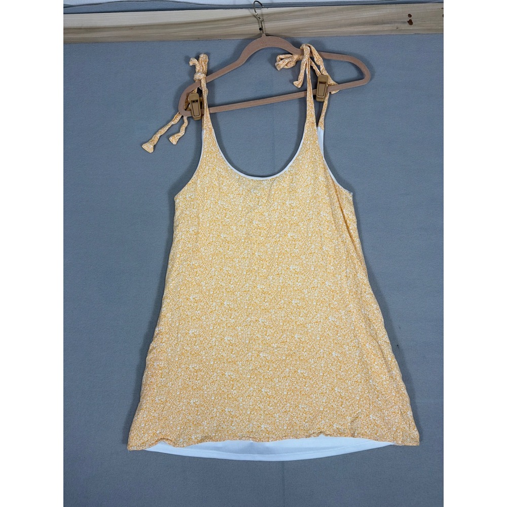 Aura Yellow Floral‎ Tie Strap Mini Dress with Pockets Size S